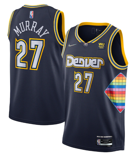 Men's Navy Denver Nuggets #27 Jamal Murray 2021/22 City Edition 75th Anniversary Stitched Jersey
